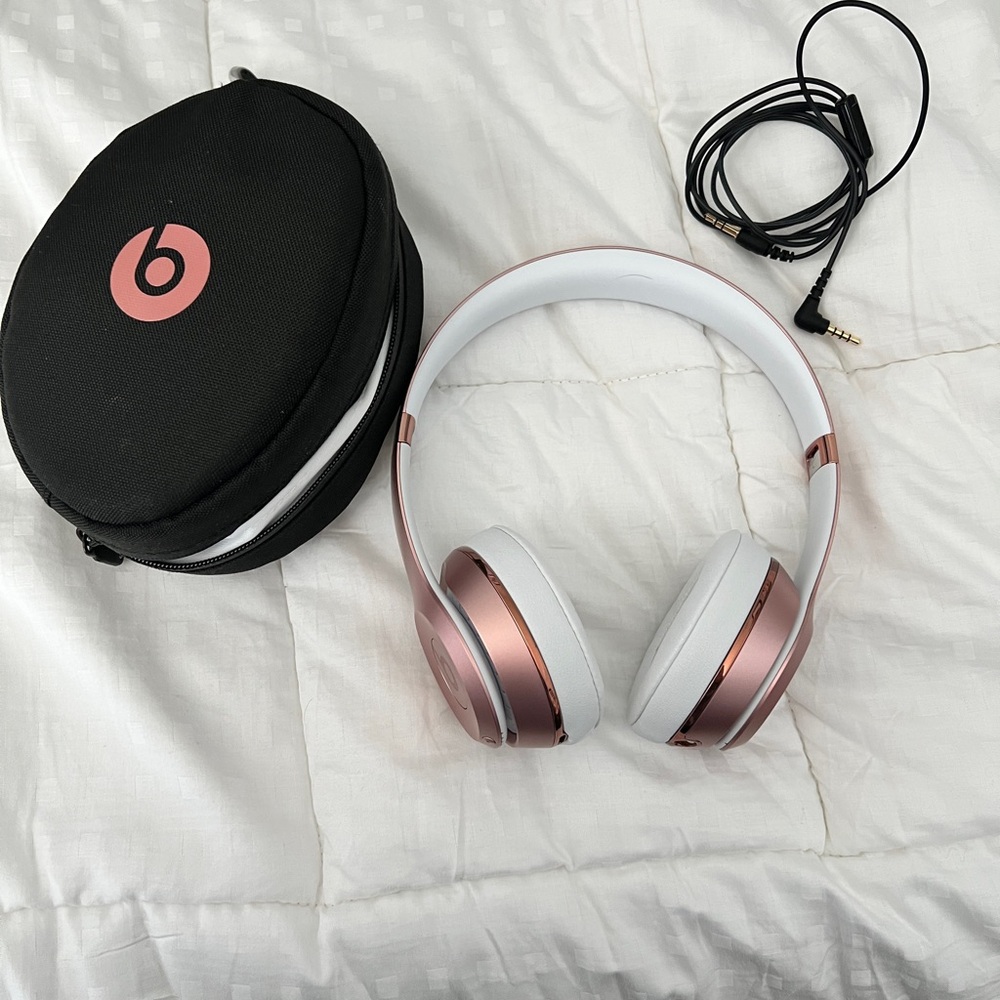Rose Gold Beats Solo over the ear headphones